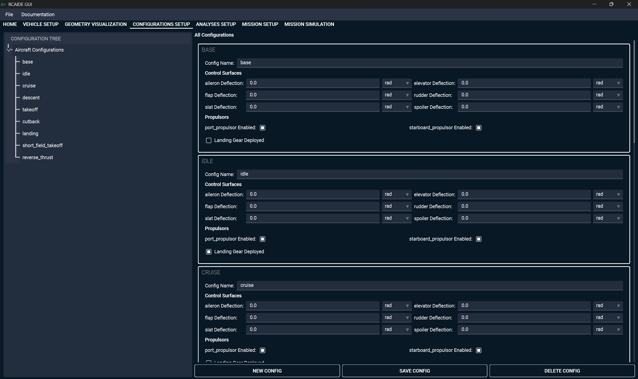 Configurations Setup tab