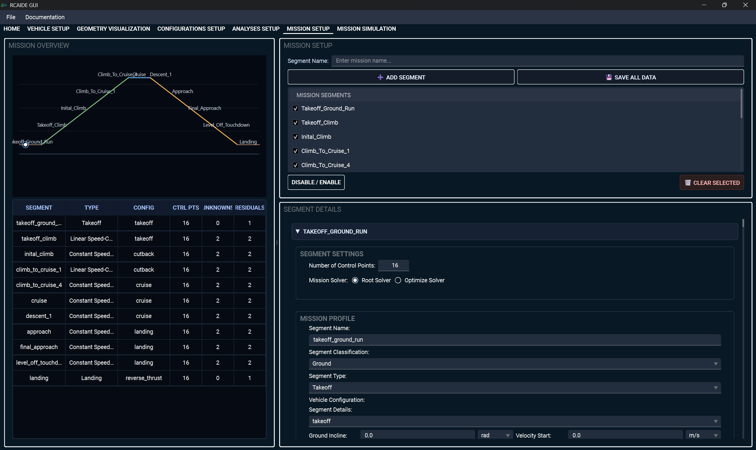 Mission Setup tab