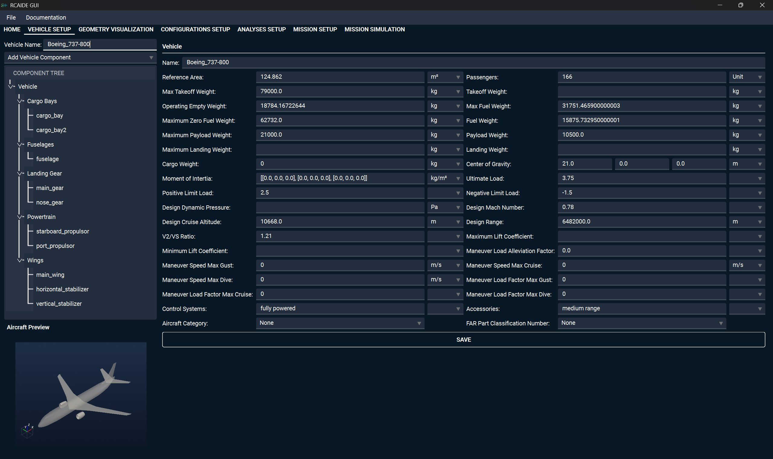 Vehicle Setup tab